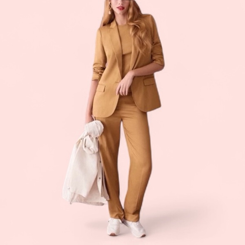 J. CREW Gramercy Twill Light Cappuccino Blazer and Pants Suit Matching Suit